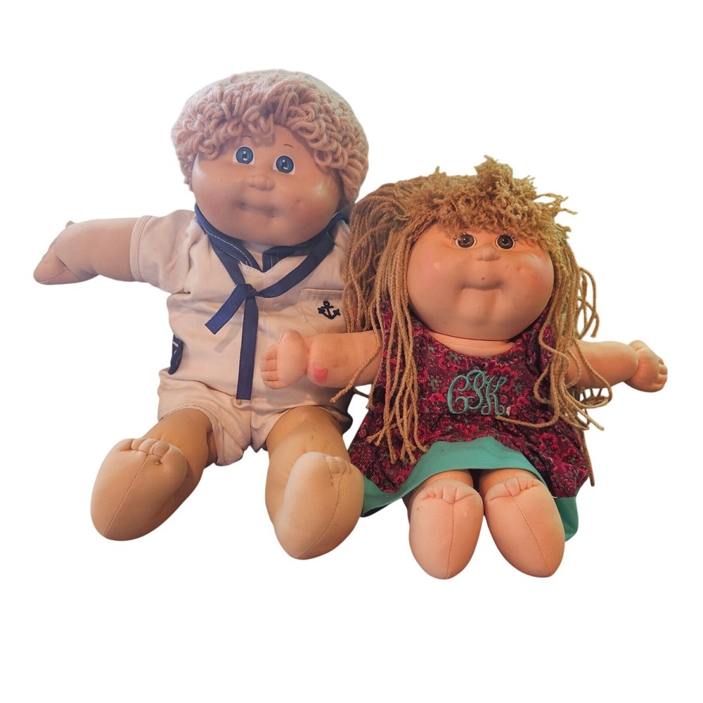 Vintage Cabbage Patch Kids Doll Set Boy Sailor Girl Paisley Hasbro 80s 90s